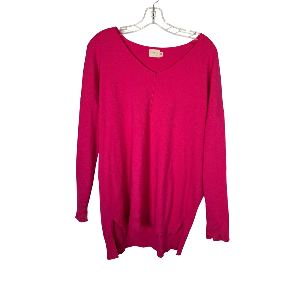 Dreamers Hot Pink V-Neck Oversized Tunic Sweater Barbiecore Girlhoodcore S/M